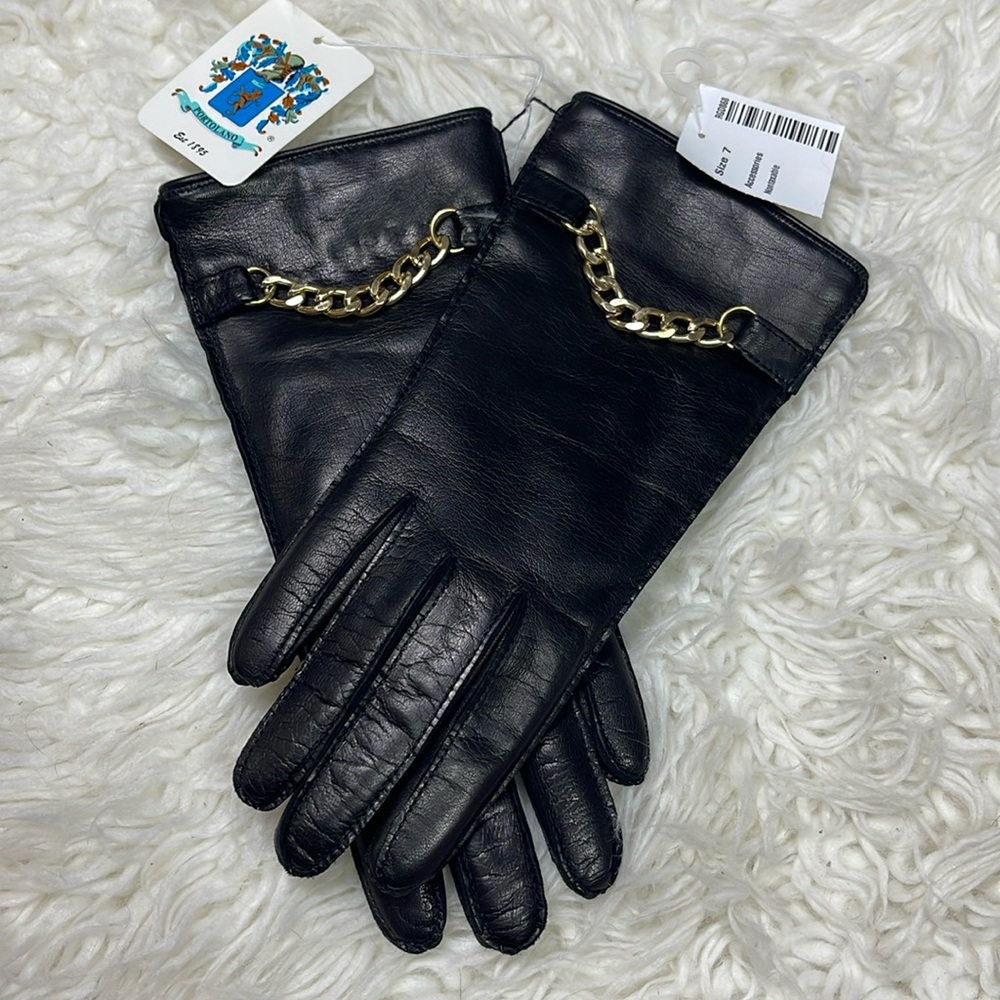 NEW Portolano Black Soft Nappa Leather Gloves with Cashmere Lining - Picture 5 of 9